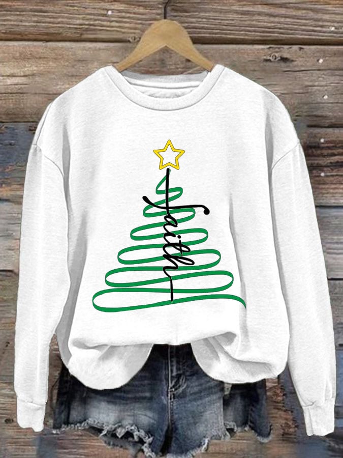 Women'S Casual Faith Print Sweatshirt