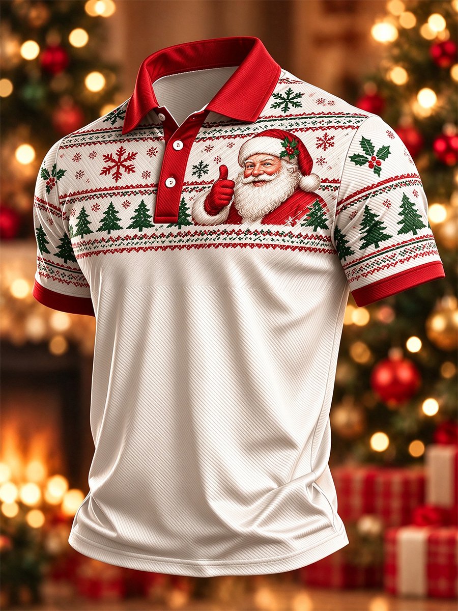Men's Casual Christmas Short-Sleeve Polo Shirt