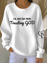 Women'S Trusting God Round Neck Sweatshirt