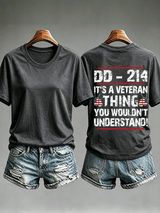 Women's DD-214 Veteran, American Flag Dog Tag T-Shirt