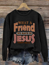Women'S Casual Jesus Is A Best Friend Print Sweatshirt