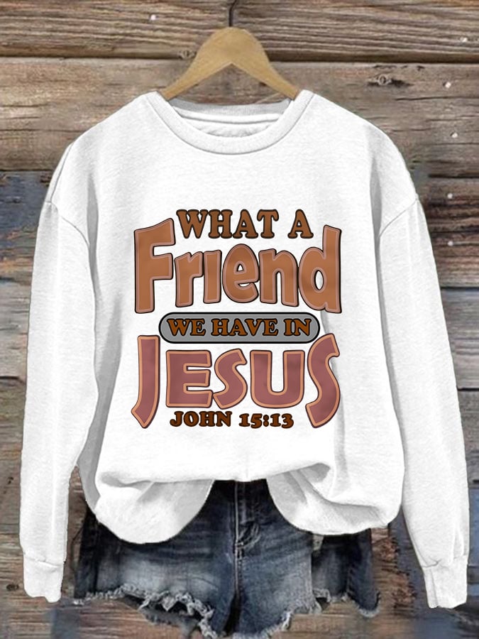 Women'S Casual Jesus Is A Best Friend Print Sweatshirt