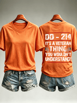 Women's DD-214 Veteran, American Flag Dog Tag T-Shirt