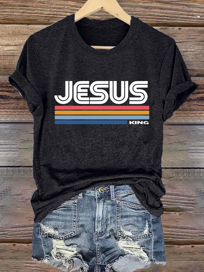 Women'S Casual Christian Faith Graphic Print Short Sleeve T-Shirt