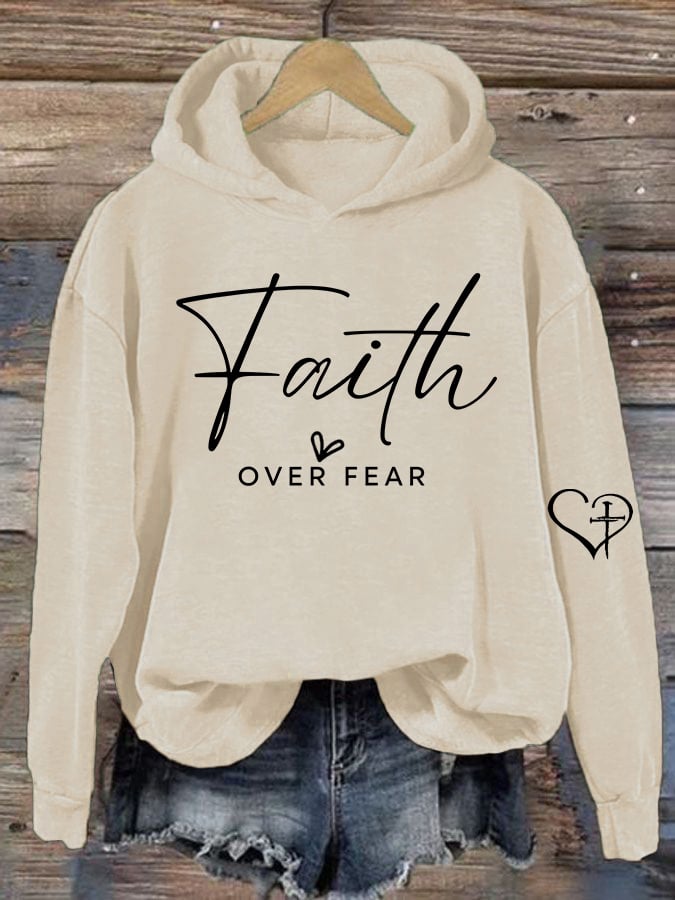 Women's Casual Faith Overcomes Fear Hoodie
