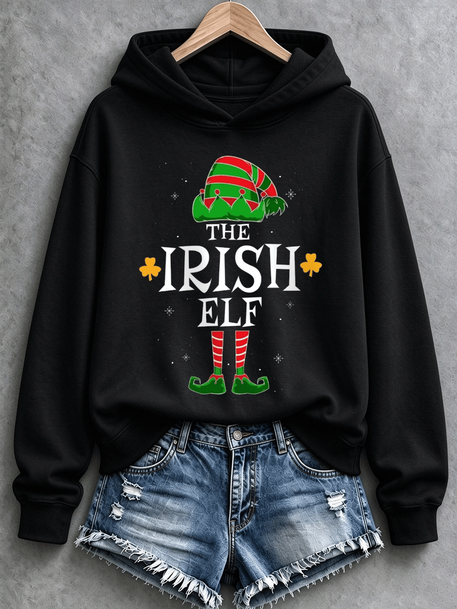 Women's Irish Christmas Print Casual Hoodie