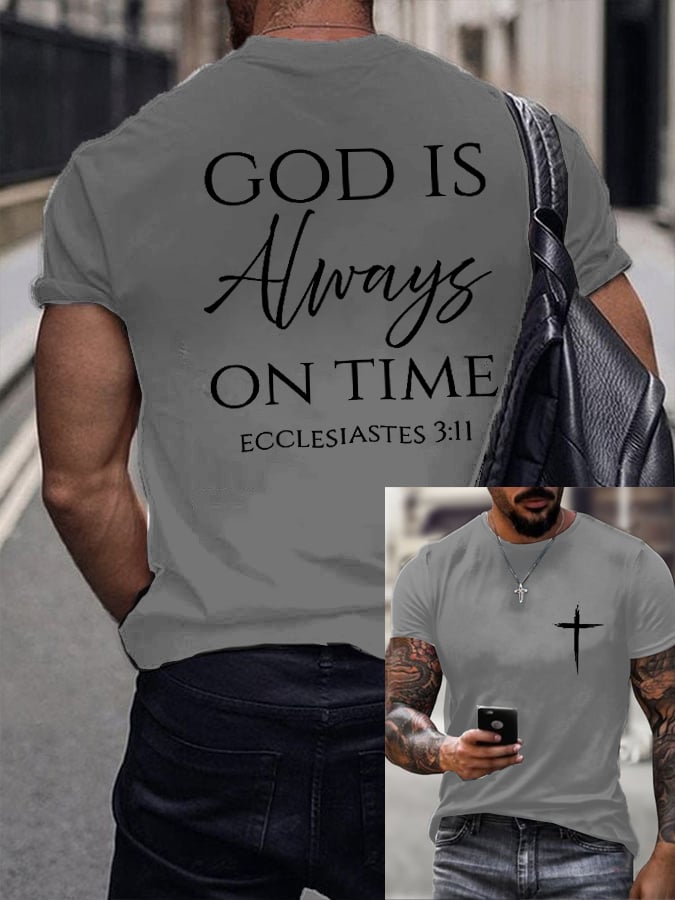Men's God Is Always On Time Printed Shirt