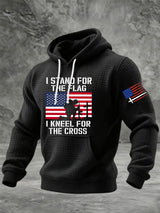 Men's I Stand For The Flag I Kneel for The Cross Faith Print Hoodie