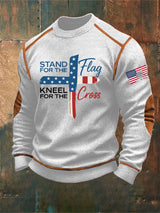 Men's I Stand For The Flag I Kneel for The Cross Faith Print Sweatshirt