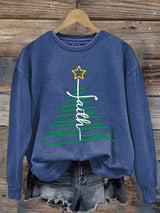 Women'S Casual Faith Print Sweatshirt