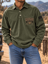 Men's U.S. Veterans Day Print Long-Sleeve Polo Shirt