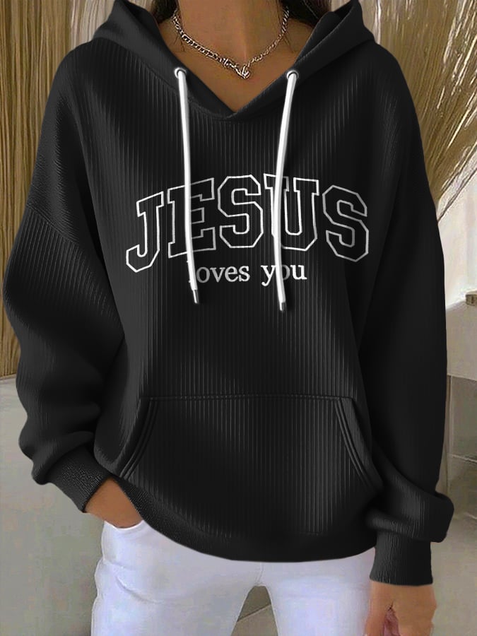 Women'S Casual Faith Print Hooded Sweatshirt