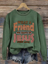 Women'S Casual Jesus Is A Best Friend Print Sweatshirt