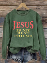 Women'S Casual Jesus Is A Best Friend Print Sweatshirt