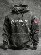 Men's Walking By Faith Tripping Constantly Faith Print Casual Hooded Sweatshirt