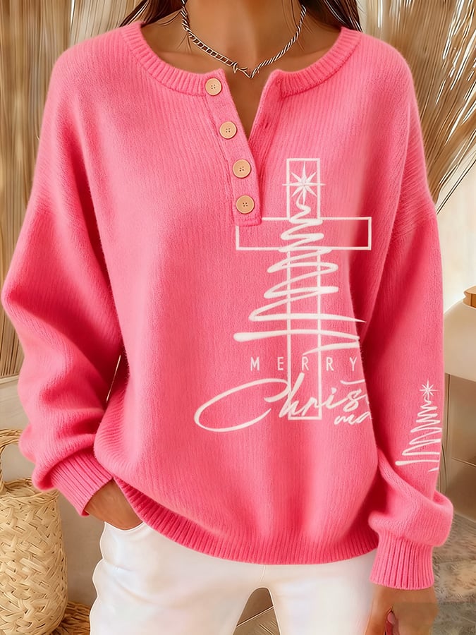Women's Casual Faith Button Knitted Top