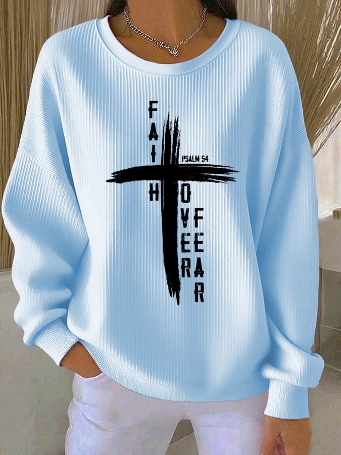 Women'S Faith over Fear Print Casual Sweatshirt