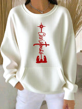 Women's Autumn Christmas Faith Printed Casual Crew Neck Top