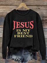 Women'S Casual Jesus Is A Best Friend Print Sweatshirt