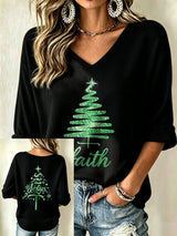 Women's Casual Printed Waffle Top