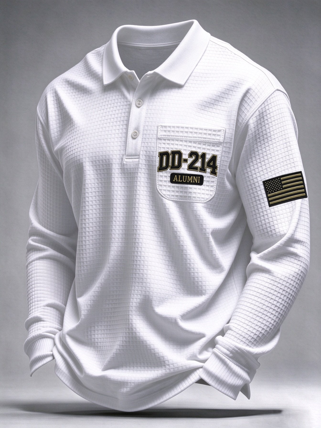Men's Veteran Pride Dd-214 Printed Waffle Polo Shirt