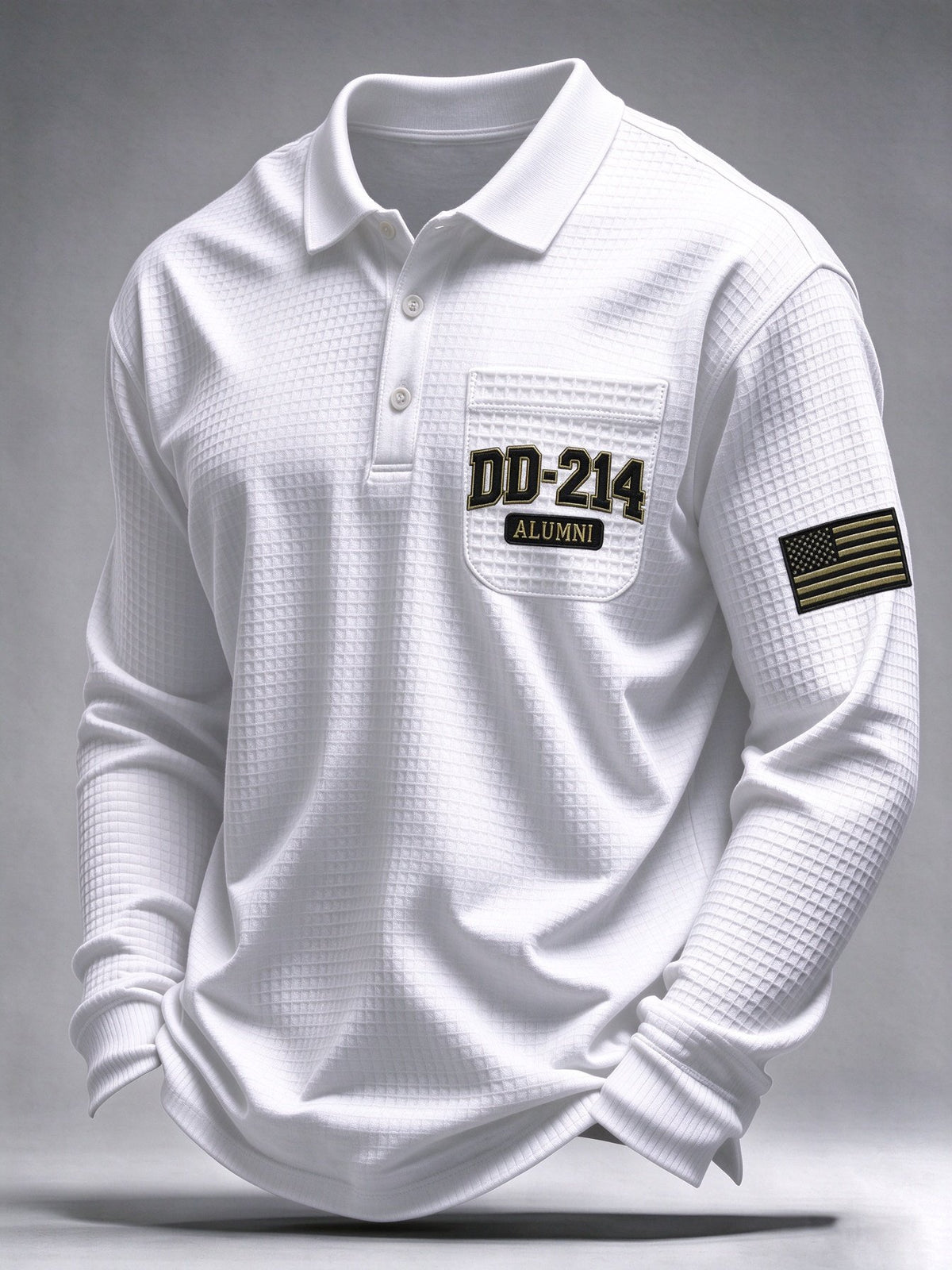 Men's Veteran Pride Dd-214 Printed Waffle Polo Shirt