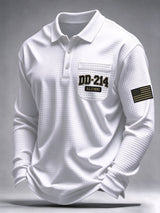 Men's Veteran Pride Dd-214 Printed Waffle Polo Shirt