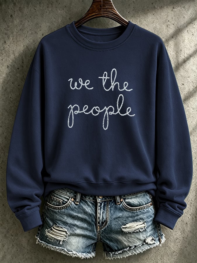 Retro We The People No Kings Print Sweatshirt
