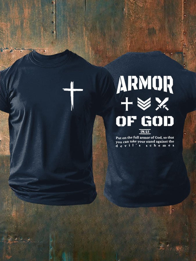 Men's Christian Armor of God Front and back Design Casual T-Shirt