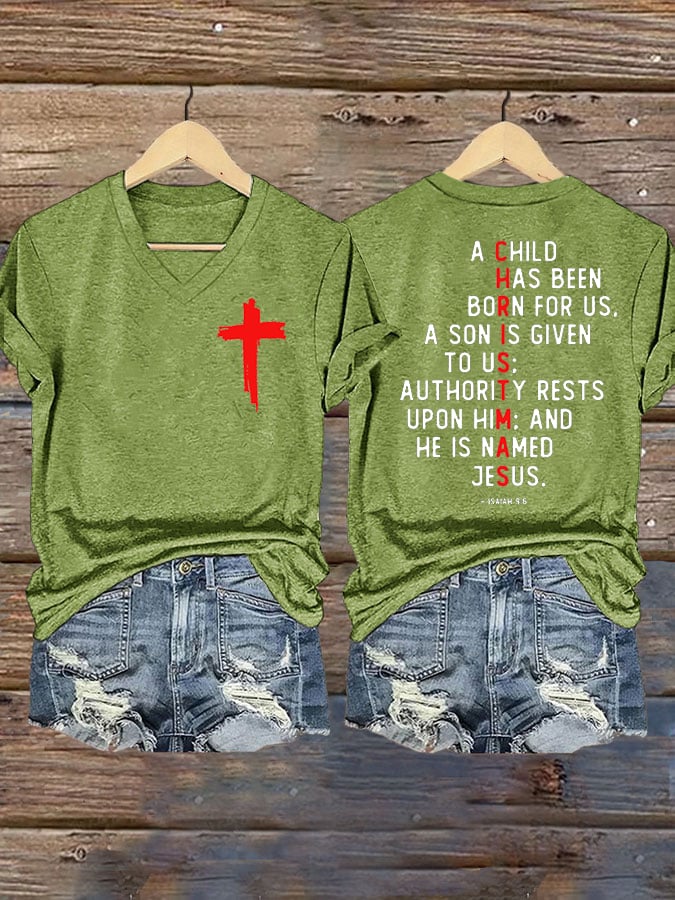 Women's Casual Printed V-Neck T-Shirt