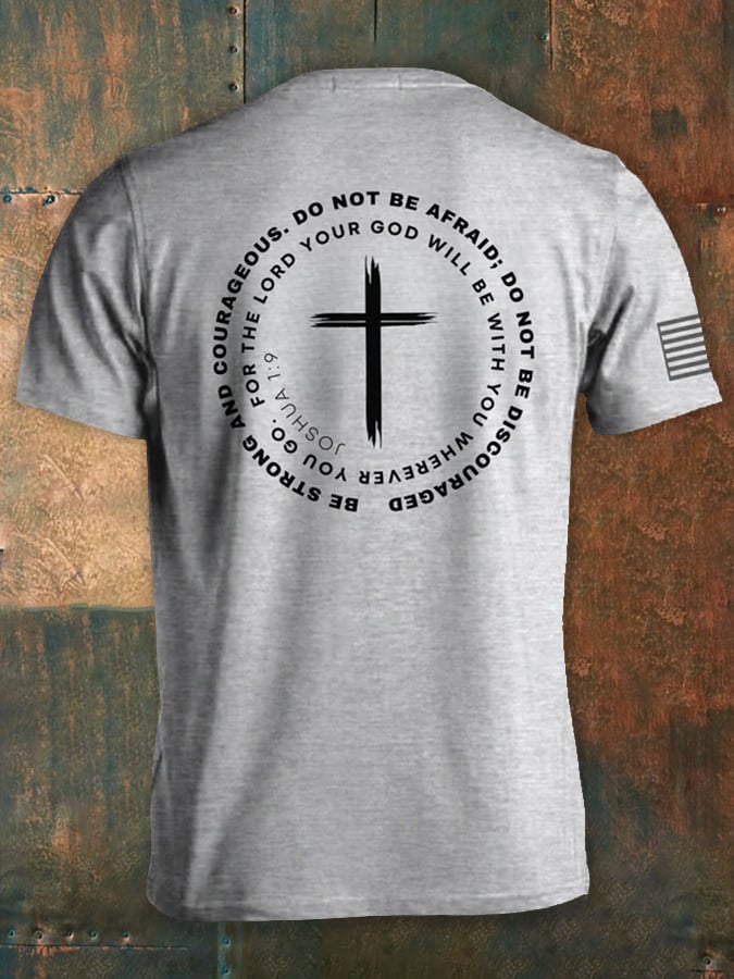Wherever you go, the Lord your God will be with you. Christian faith printed men's short-sleeved T-shirt