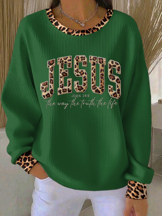 Women's Vintage Faith Print Knitted Sweatshirt