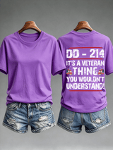 Women's DD-214 Veteran, American Flag Dog Tag T-Shirt