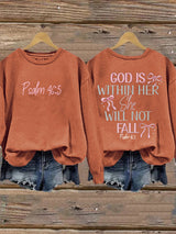 Retro God Is Within Her She Will Not Fall Psalms 46:5 Print Sweatshirt