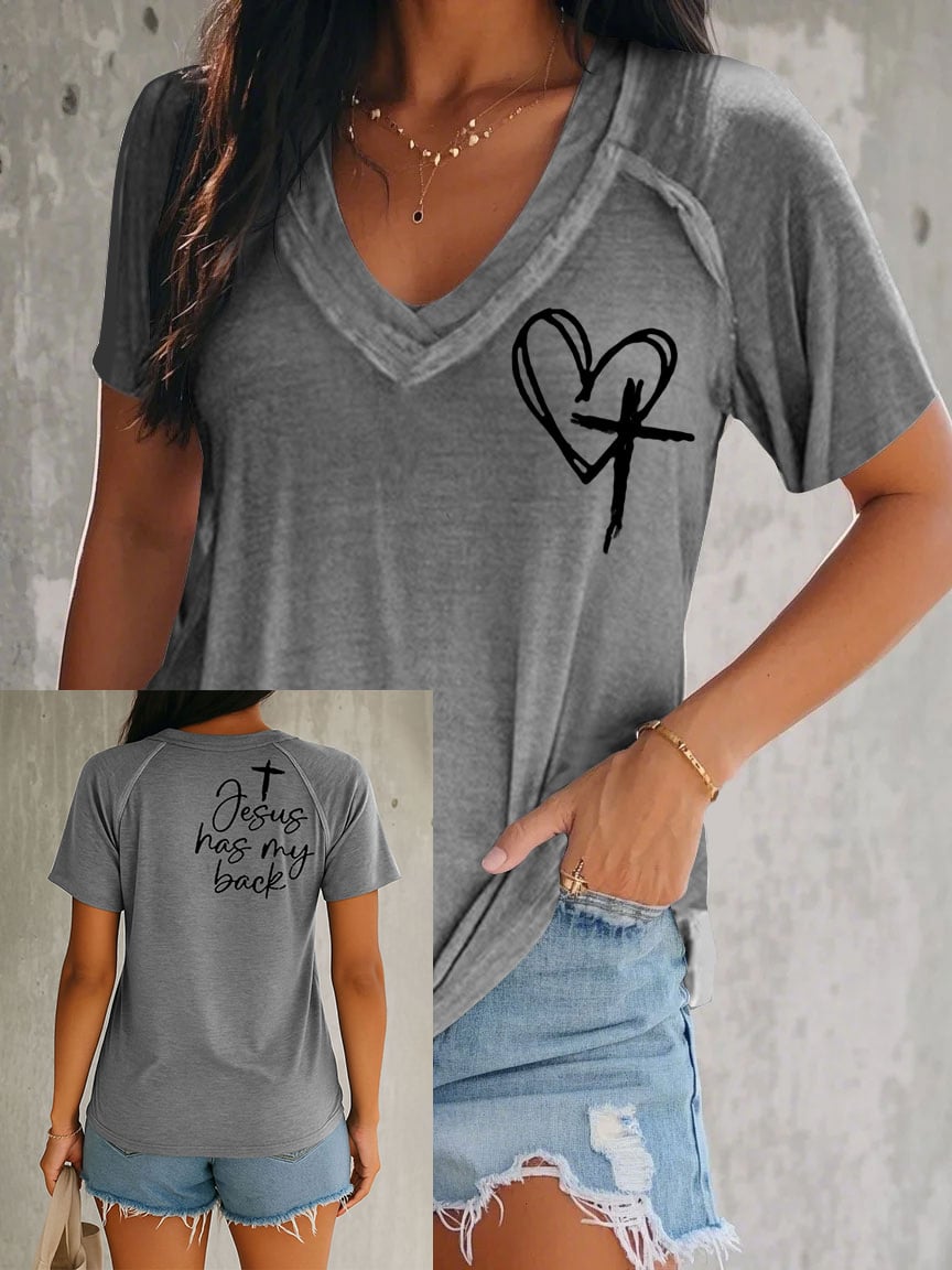 Women's Faith Cross Printed Short Sleeve T-shirt
