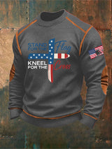 Men's I Stand For The Flag I Kneel for The Cross Faith Print Sweatshirt
