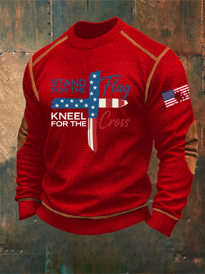 Men's I Stand For The Flag I Kneel for The Cross Faith Print Sweatshirt