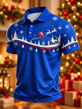 Men's Casual Christmas Short-Sleeve Polo Shirt