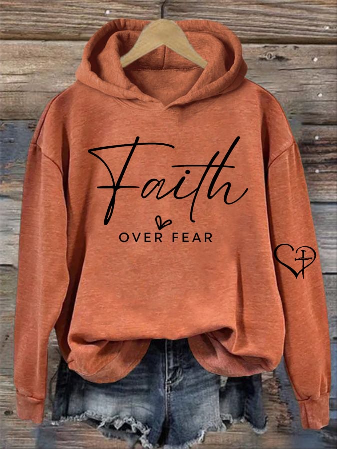 Women's Casual Faith Overcomes Fear Hoodie