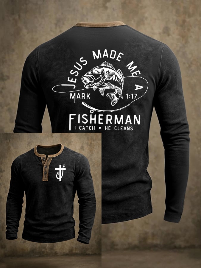 Men'S Faith Print Henley