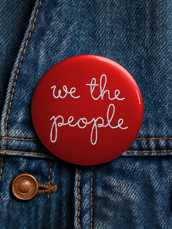 Unisex Retro We The People No Kings Pin-Back Button