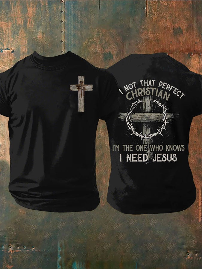 Men's Faith Cross Printed Casual T-shirt
