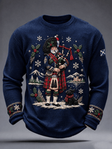 Men's Scottish Christmas Claus Waffle Long Sleeve T-Shirt
