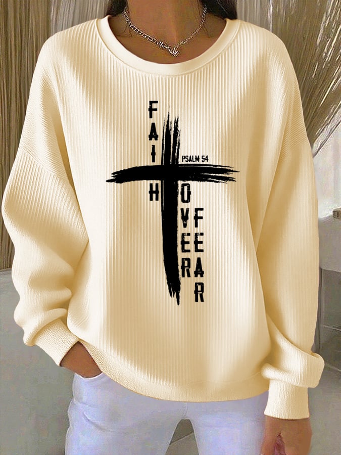 Women'S Faith over Fear Print Casual Sweatshirt