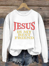 Women'S Casual Jesus Is A Best Friend Print Sweatshirt
