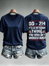 Women's DD-214 Veteran, American Flag Dog Tag T-Shirt