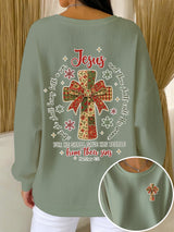 Women's Autumn Christmas Faith Printed Casual Crew Neck Top
