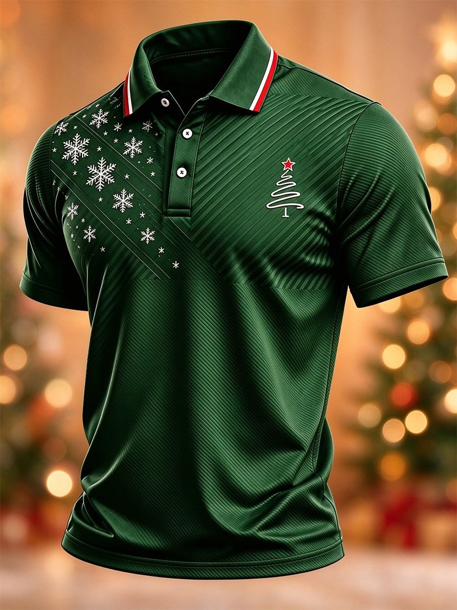 Men's Casual Christmas Short-Sleeve Polo Shirt