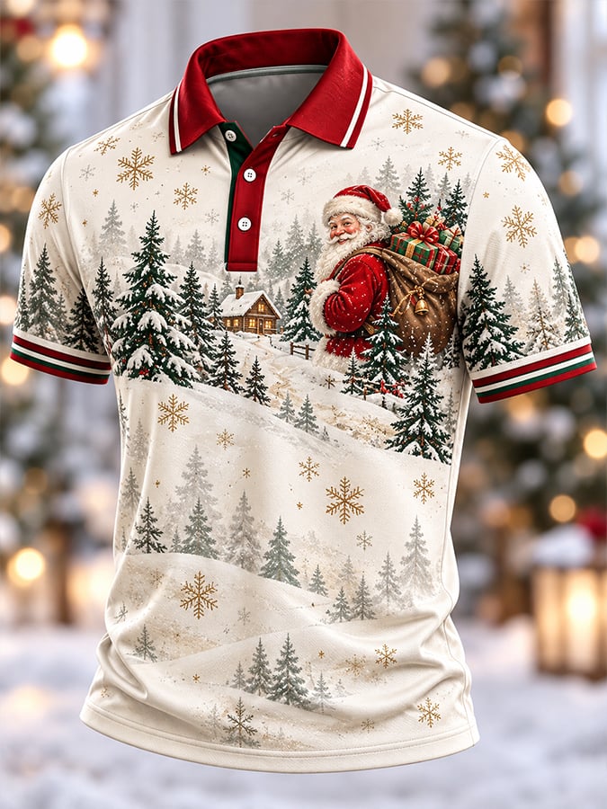 Men's Casual Christmas Short-Sleeve Polo Shirt