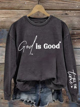 Women'S Casual Faith Print Sweatshirt